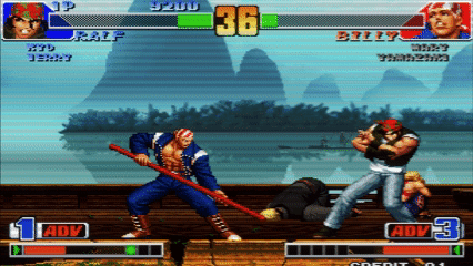 Gameplay de King of Fighters 98 rodando no Kala Station via MAME (Arcade Neo Geo MVS).